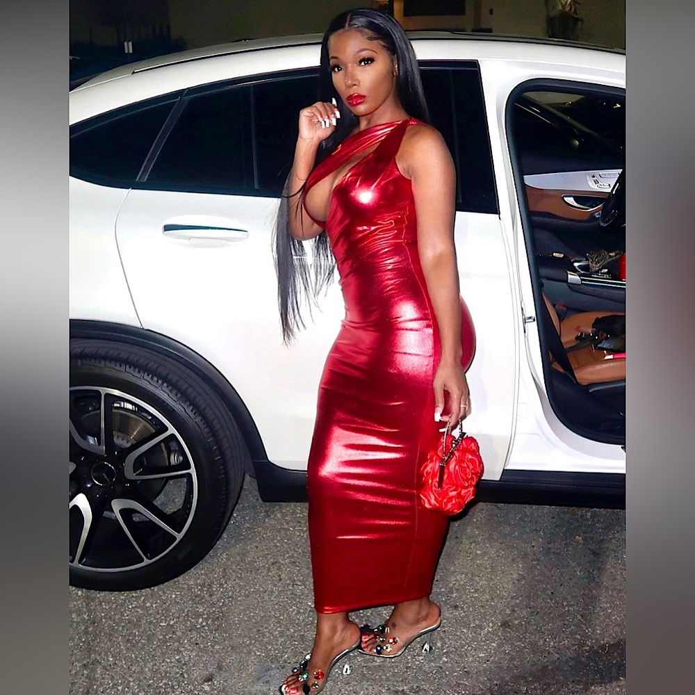 Red Metallic Dress